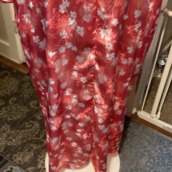 Lord and Taylor peach and white Japanese flower house coat size L - Picture 4 of 8